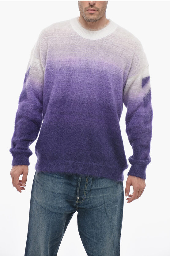 Off-white Seasonal Degradè Mohair Blend Diag Arrow Sweater In Purple