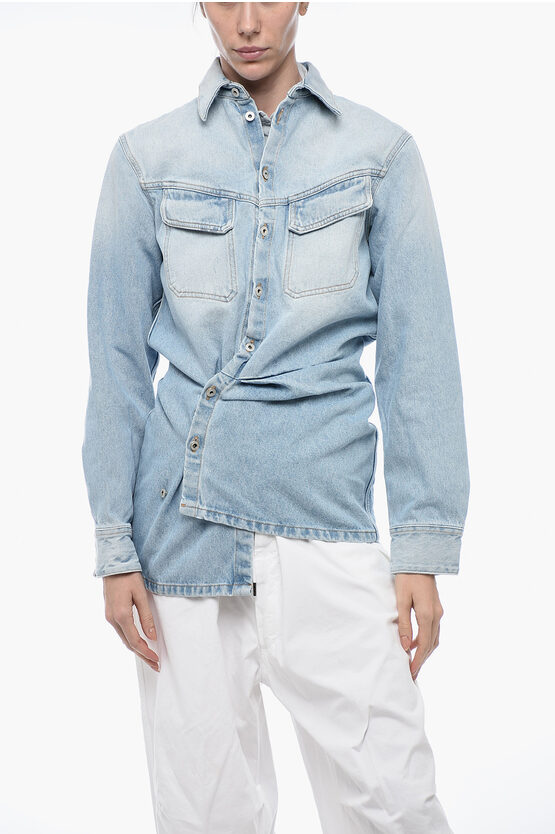 Shop Off-white Seasonal Denim Toybox Jacket With Logo Buttons