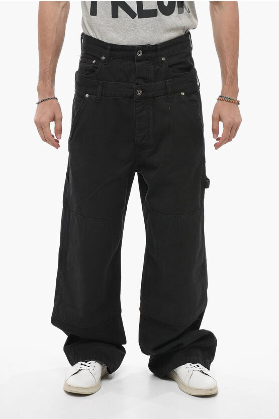 Off-white Seasonal Double-layered Wave Off Pants In Black