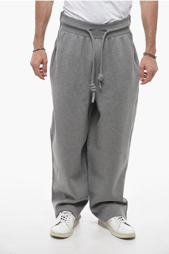 Off-white Seasonal Knitted Lounge Quote Sweatpants With Visible Stitch In Gray