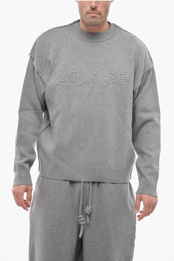 Shop Off-white Seasonal Knitted Lounge Quote Sweatshirt With Visible Stitch