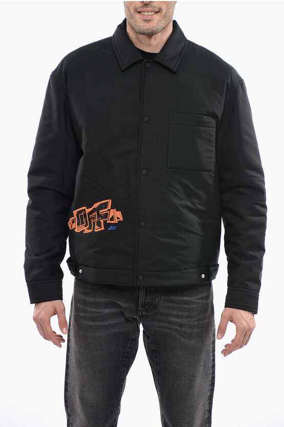 Off-white Seasonal Overshirt Graf Coupe' With Fluo Embroidery In Black