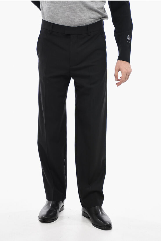Off-white Seasonal Slim Fit Pants With Embroidered Logo In Blue