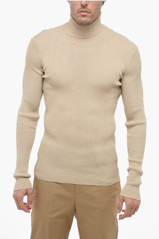 Shop Off-white Seasonal Turtleneck Helvet Ribbed Sweater