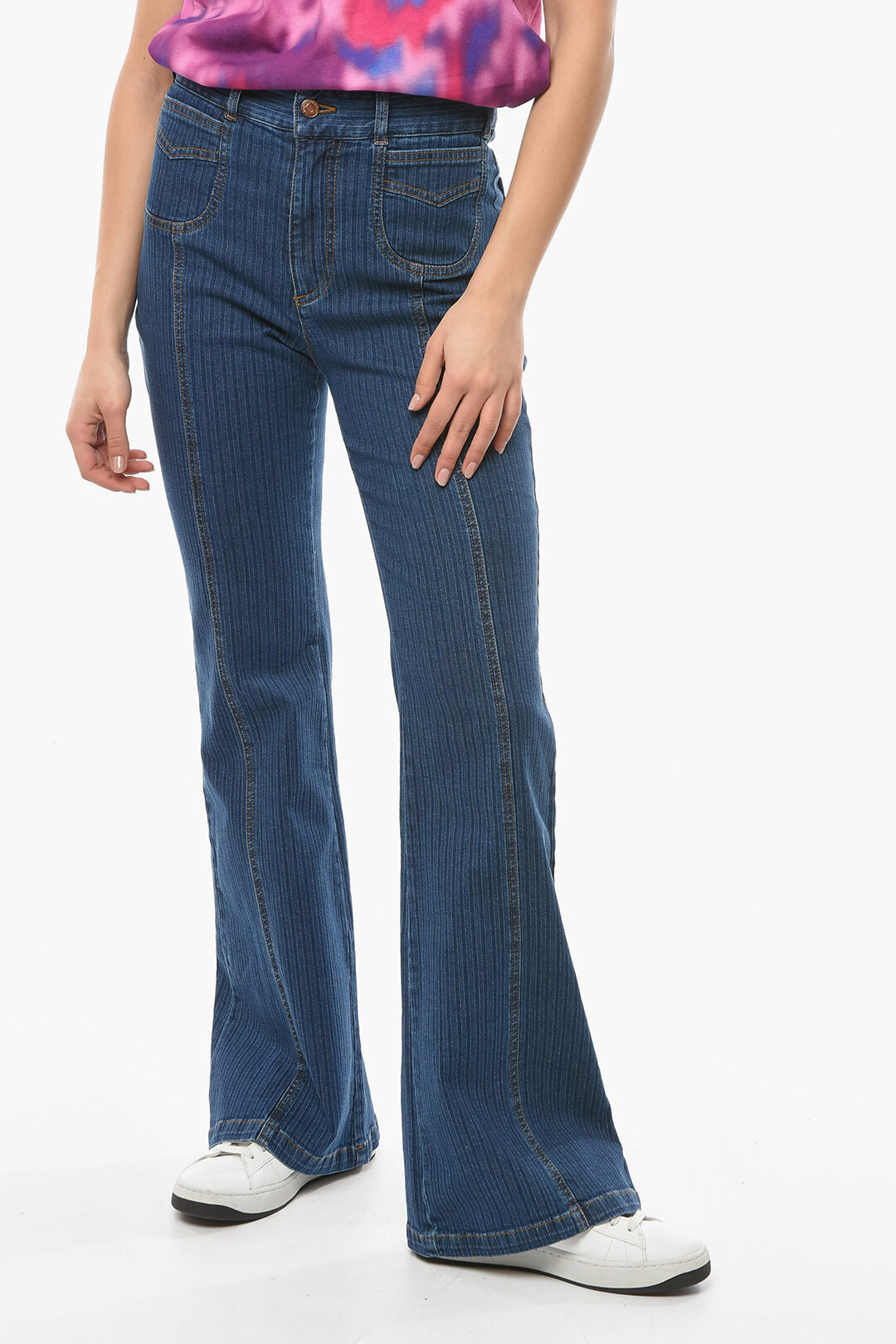 Striped bootcut store jeans