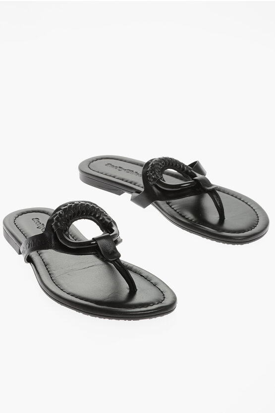 Chloé See By Braided Leather Thong Sandals In Black