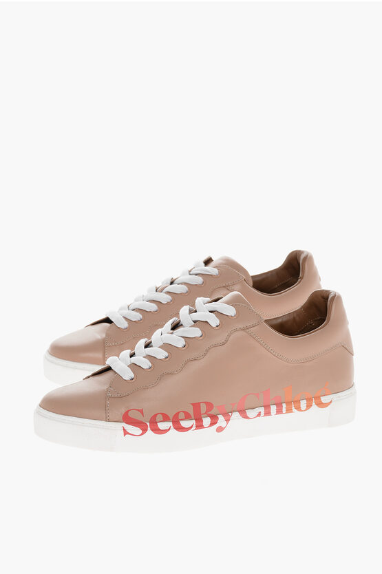 Chloé See By Degradé Logoed Leather Benares Trainers In Brown