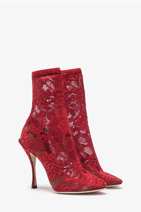 Shop Dolce & Gabbana See Through Coco Lace Booties 9cm