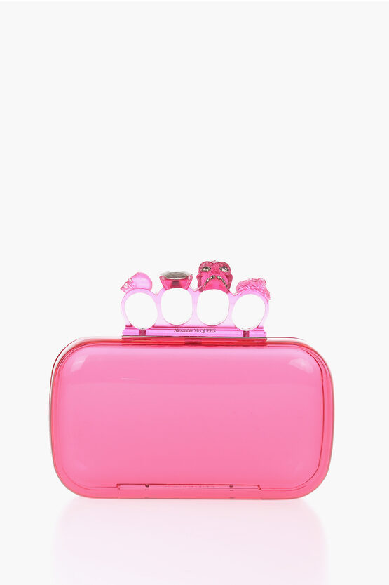 Alexander Mcqueen See-through Four Ring Hard Clutch Bag In Pink