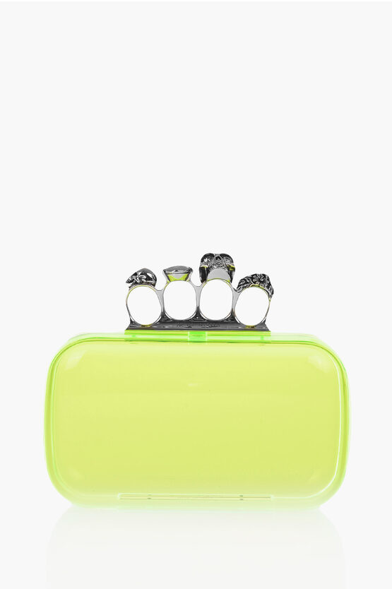Alexander Mcqueen See-through Four Ring Hard Clutch Bag In Yellow