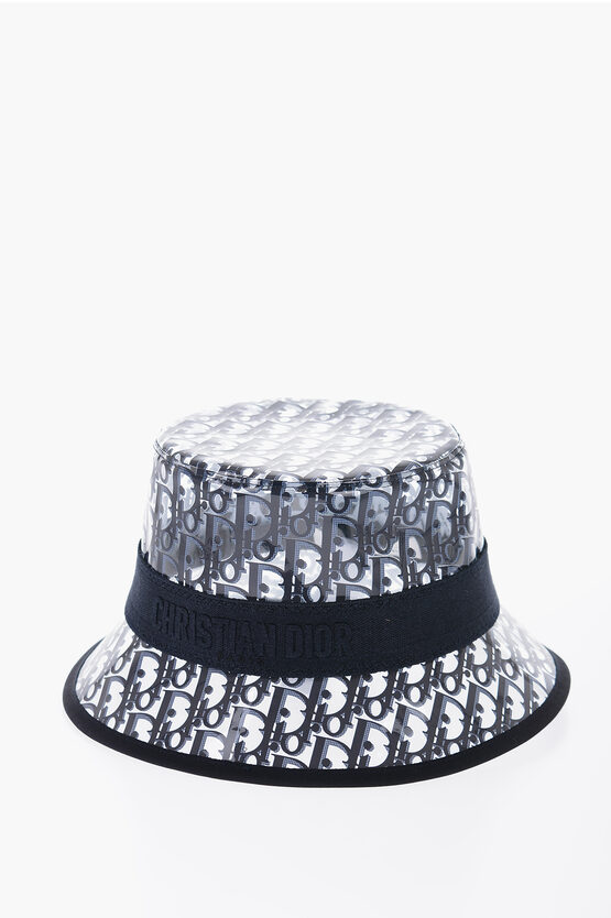 Dior See-through Pvc French Oblique Bucket Hat With All-over Logo