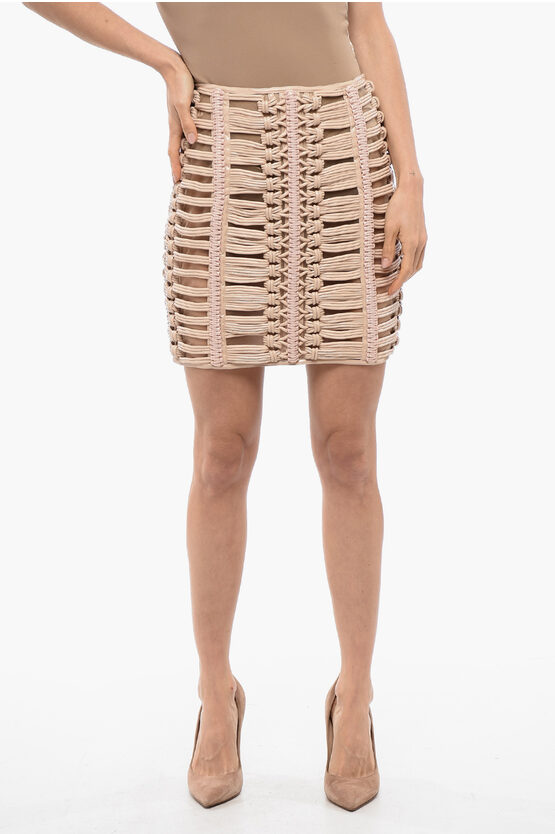 Balmain See-through Revival Woven Eco-leather Miniskirt