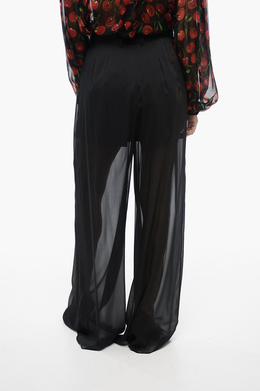 パンツ Dolce & Gabbana Dolce Gabbana Chiffon Wide-Leg Pants Silk chiffon wide-leg pants in Black for Women