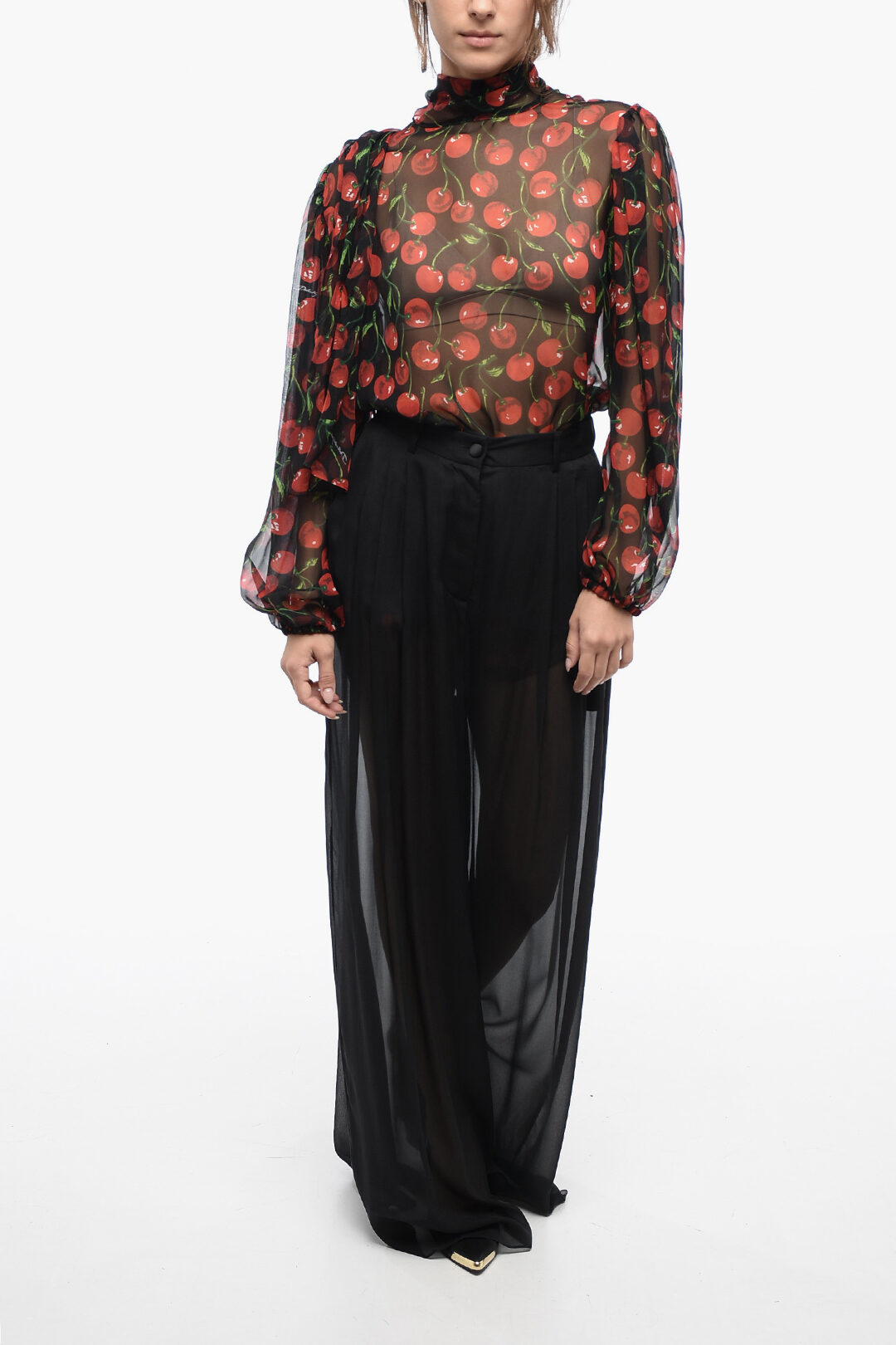 Dolce & Gabbana See Through Silk Chiffon Palazzo Pants women