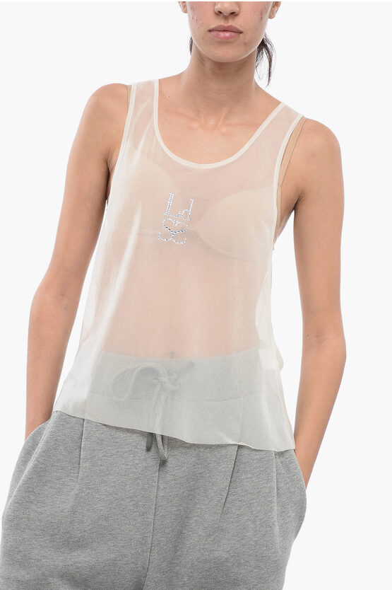 Ludovic De Saint Sernin See-through Tank Top With Rhinestoned Logo