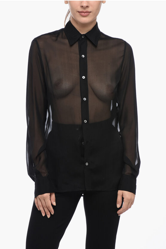 Ann Demeulemeester Seethrough Silk Shirt In Black