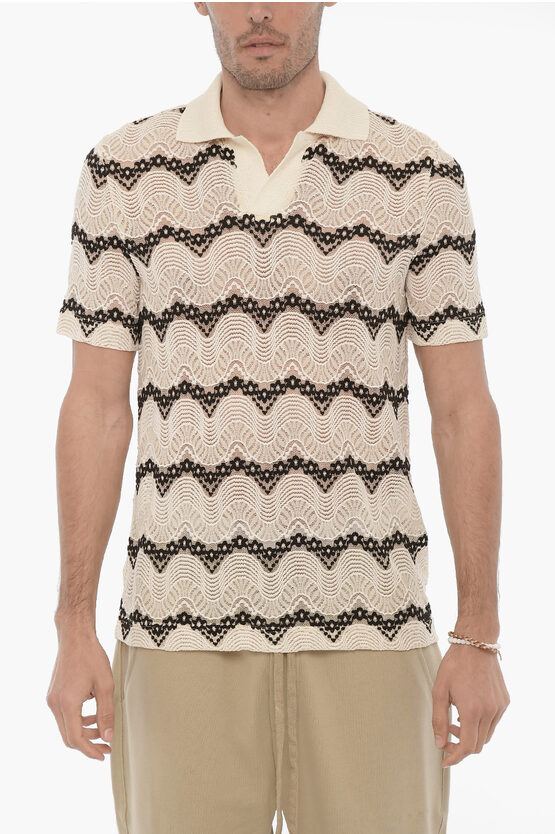 Andersson Bell Semi-sheer Knitted Majorca Polo Shirt In Brown