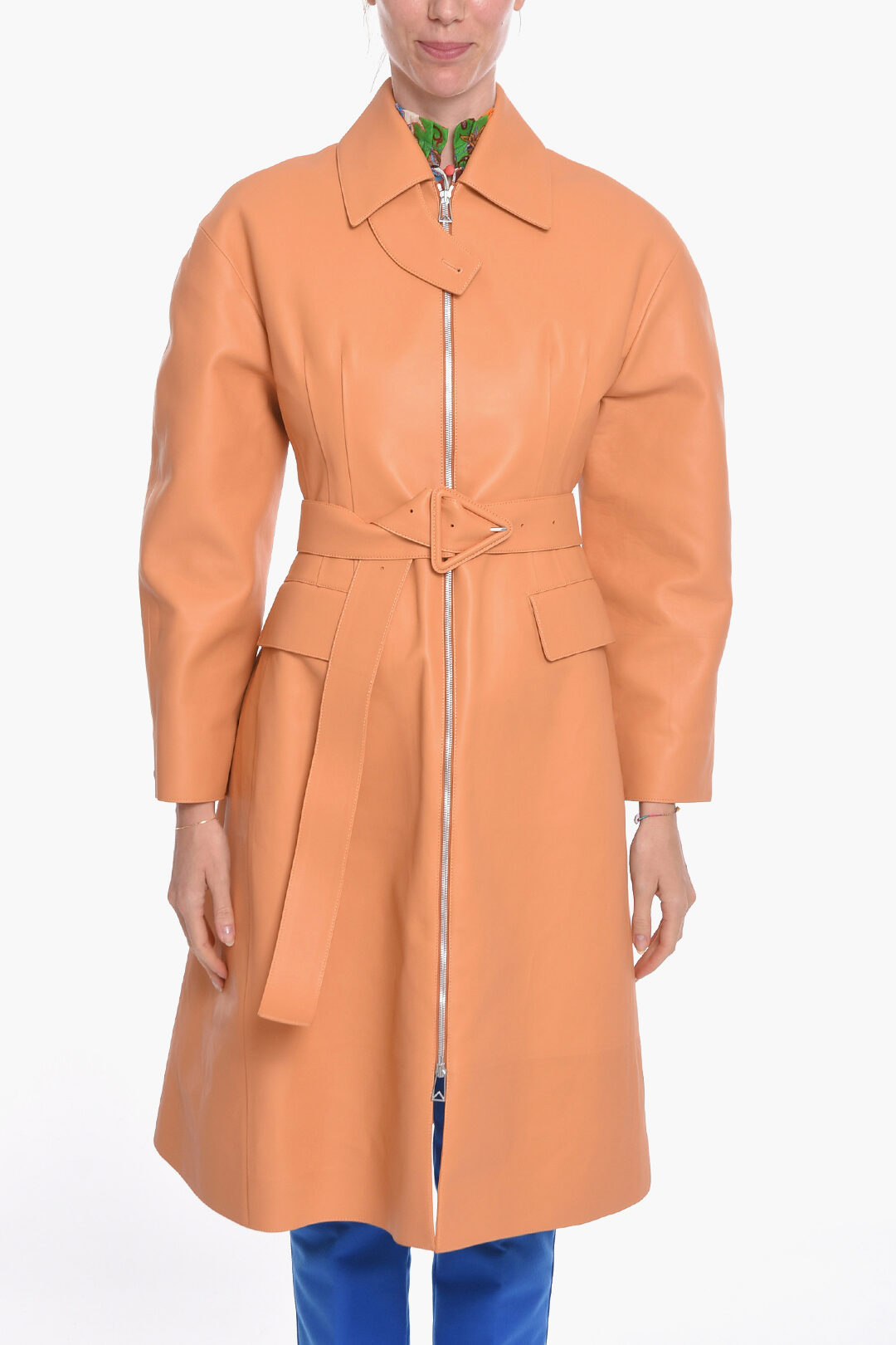 Bottega Veneta Semiplongé-leather ZIp-up Coat women