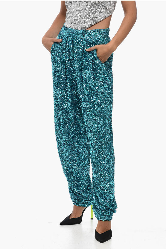 Shop Rotate Birger Christensen Sequined Alexa Wide-leg Pant