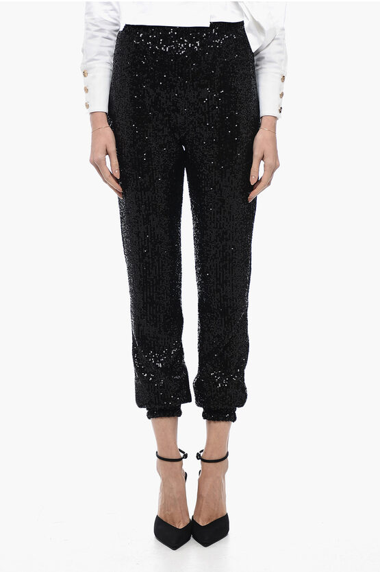 Shop In The Mood For Love Sequined Asha Pants With Ankle Cuffs