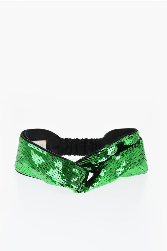 Gucci Sequined Brixy Head Band In Green