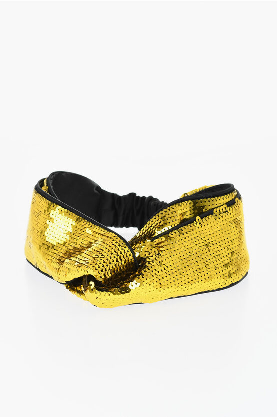 Gucci Sequined Brixy Head Band In Yellow