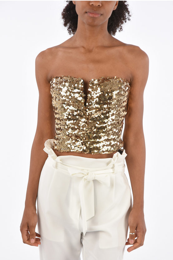 gold sequin bustier top