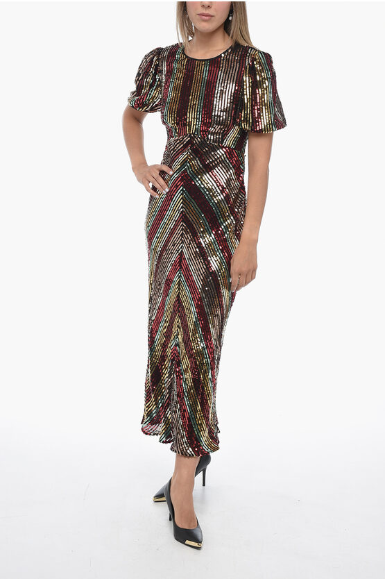 RIXO LONDON SEQUINED DAISY MAXIDRESS WITH VELOUR BOW