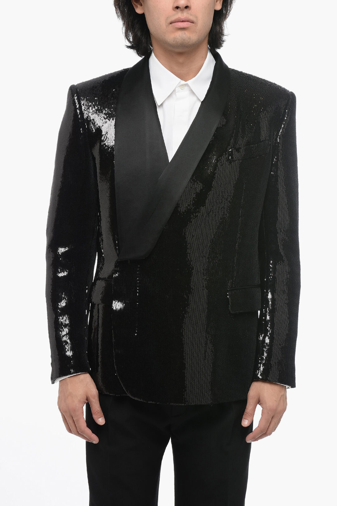 Sequined Black Double Breasted Blazer