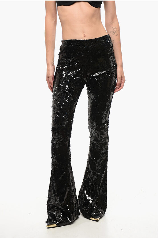 Adriana Hot Couture Sequined Flared Pants In Black