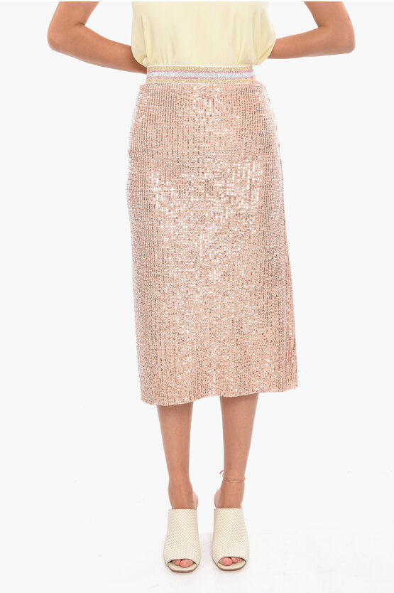 Altea Sequined Gaelle Skirt With Elasticated Waistband In Pink