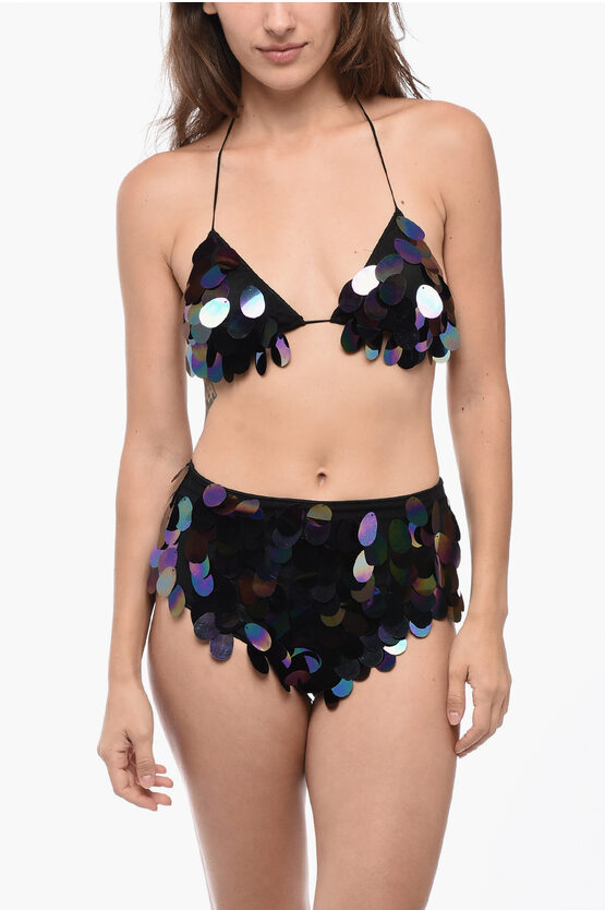 Oseree Sequined High-waisted Bikini Set