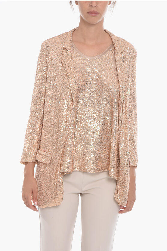 Altea Sequined Jilly Blazer With Flap Pockets In Gold