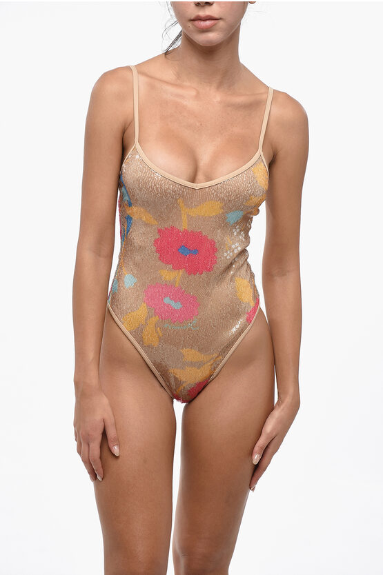 Dsquared2 Sequined One Piece Swimsuit In Multi