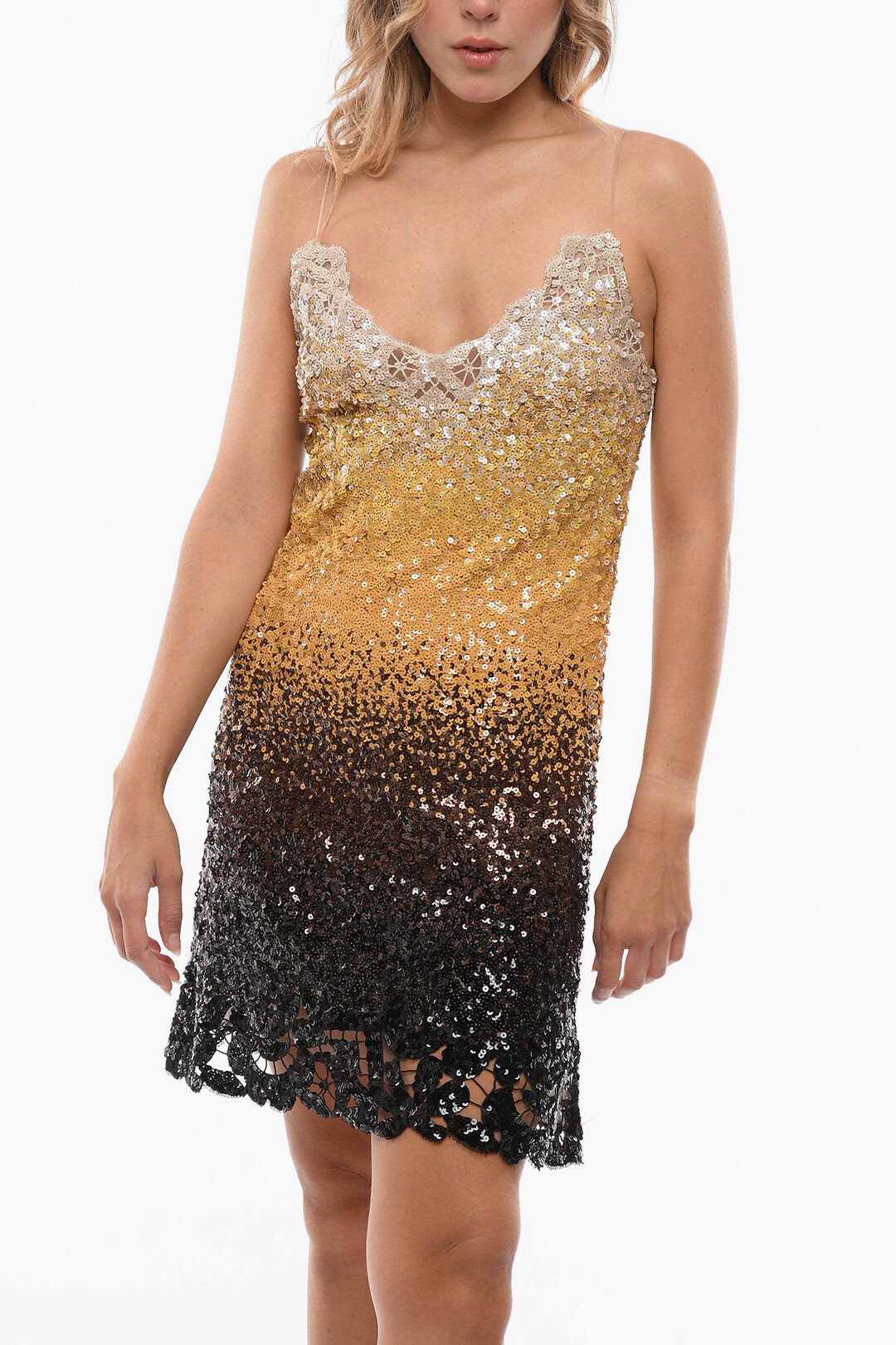 Sequined Slip Dress with Degradè Motif