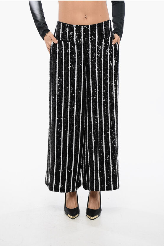 Balmain Sequin-embellished Wide-leg Trousers