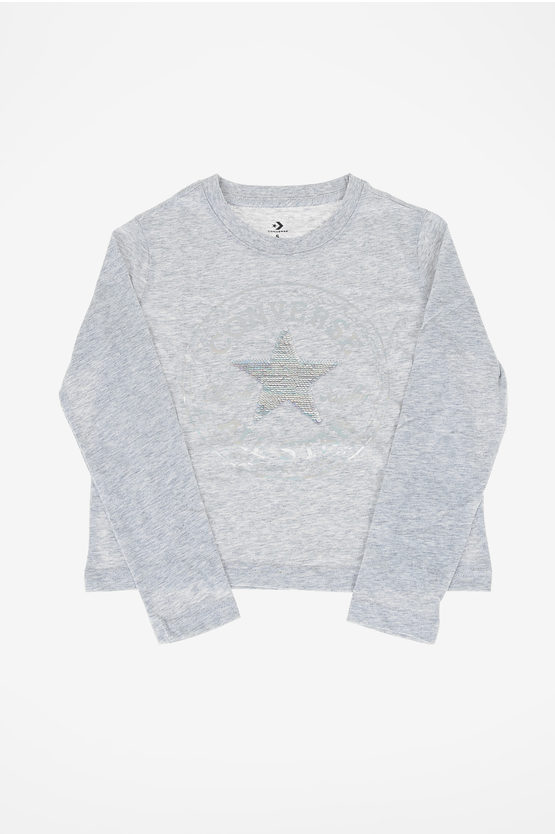 Converse Sequined T-shirt In Grey