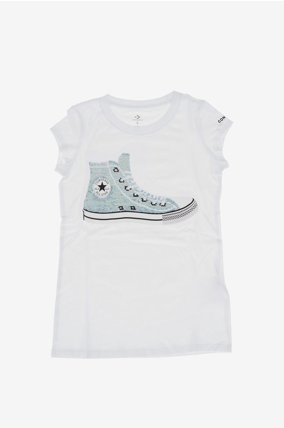 Converse Sequined T-shirt In White