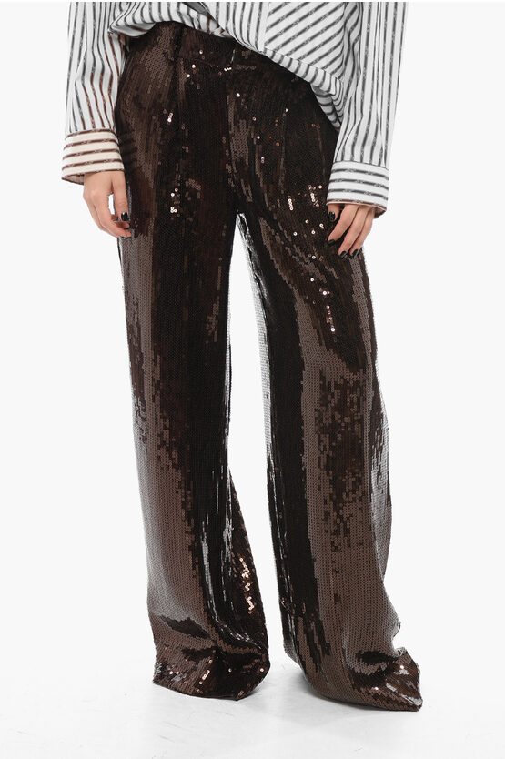 Retroféte Trinity Sequined Crepe Wide-leg Pants