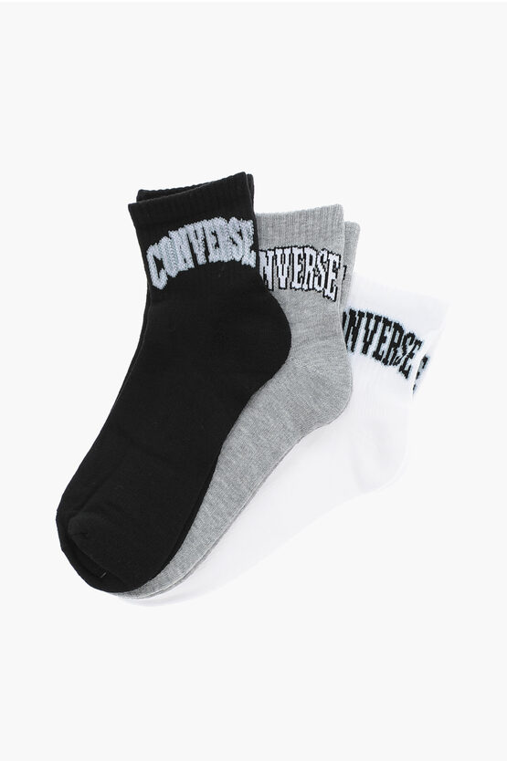 Converse Set 3 Pairs Of Stretch Socks With Embroidered Logo In Multi