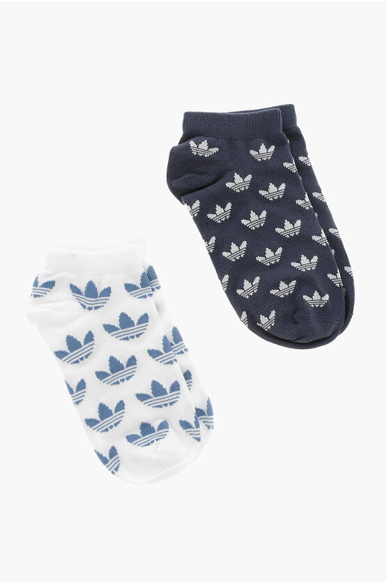 Shop Adidas Originals Set Of 2 Cotton Blend Socks With All-over Logo