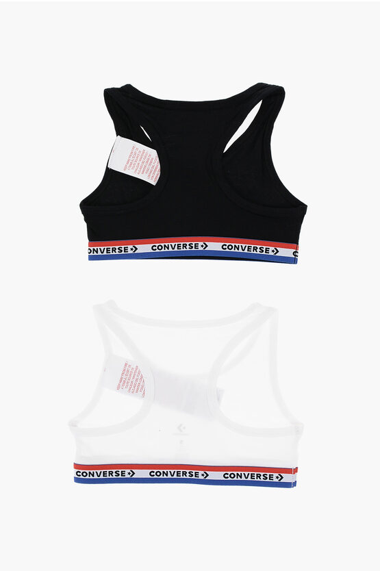 Set of 2 Pairs of Racerback Sport Bra with Logoed Band