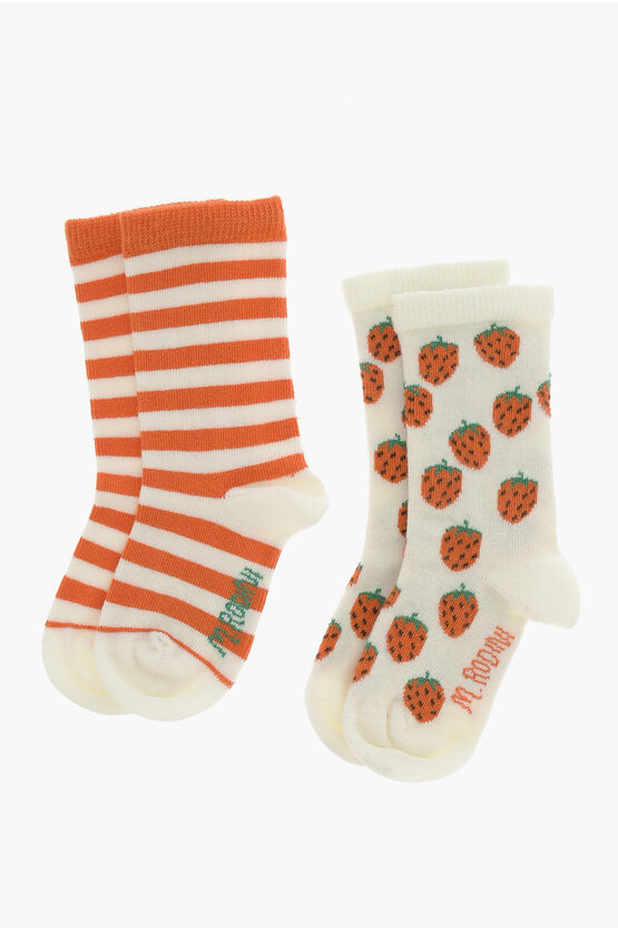 Shop Mini Rodini Set Of 2 Pairs Of Socks In Cotton Blend With Contrasting Det