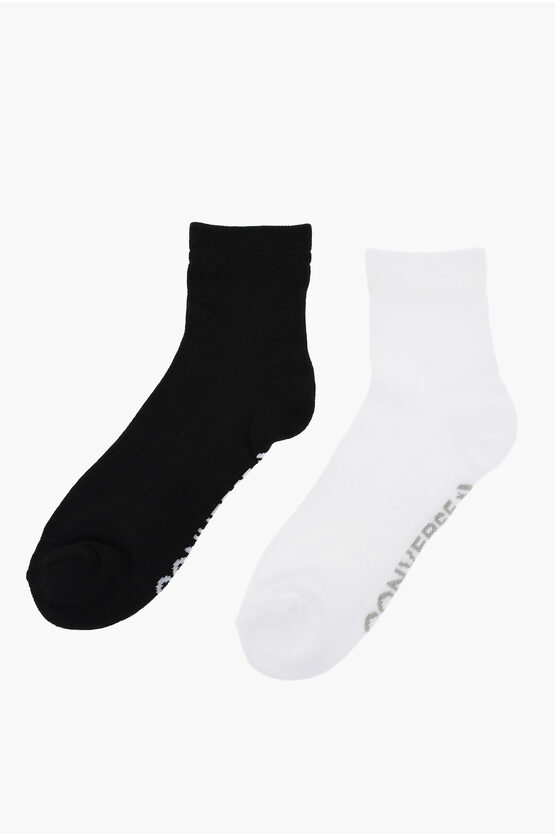 Converse Set Of 2 Solid Color Socks With Contrasting Logo