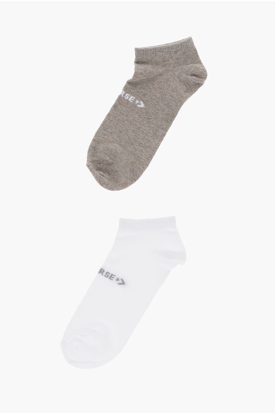 Converse Set Of 2 Stretch Cotton Socks With Contrasting Logo In White