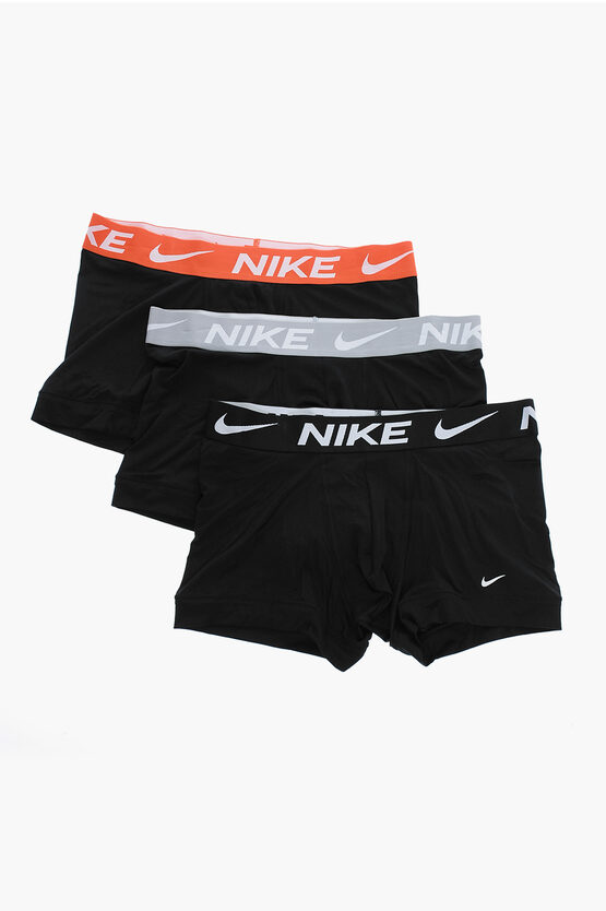 Nike Set Of 3 Dri-fit Boxer With Logoed Elastic Band In Black