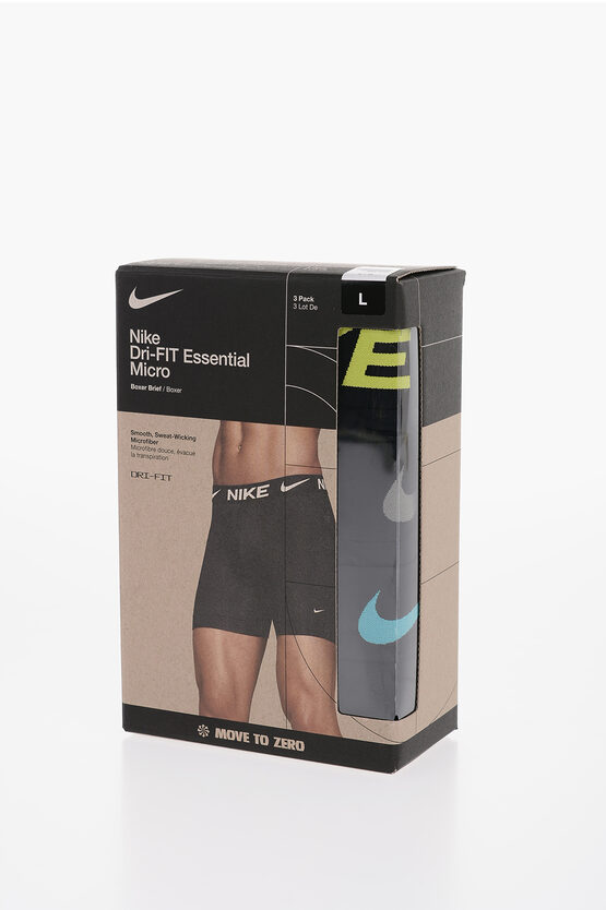 Shop Nike Set Of 3 Dri-fit Boxer With Logoed Elastic Band