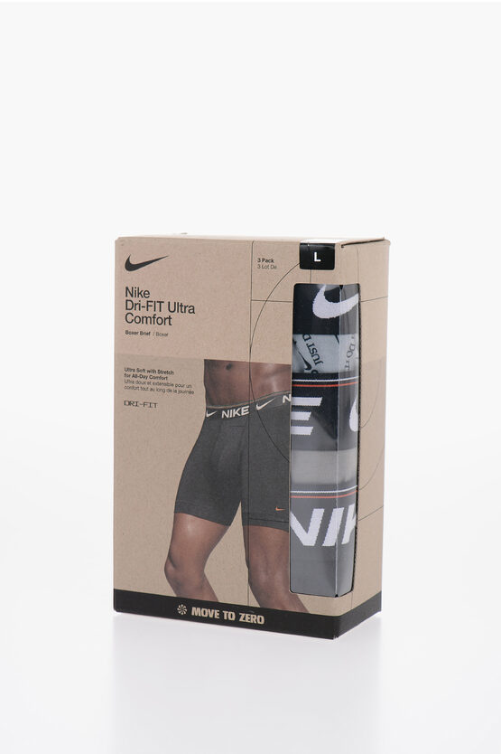 Shop Nike Set Of 3 Dri-fit Boxer With Logoed Elastic Band