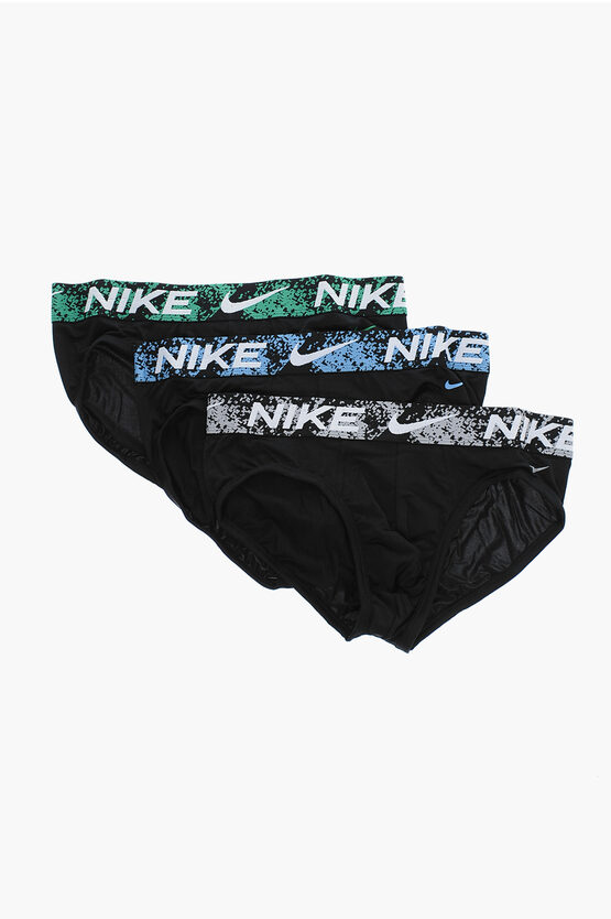 Nike Set Of 3 Dri-fit Briefs With Logoed Elastic Band In Black