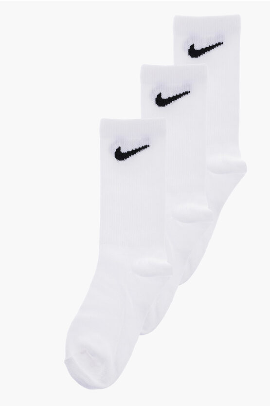 Nike Set Of 3 Solid Colour Socks With Contrasting Logo In White